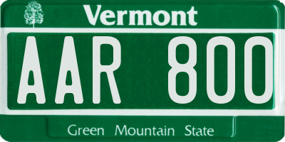 VT license plate AAR800