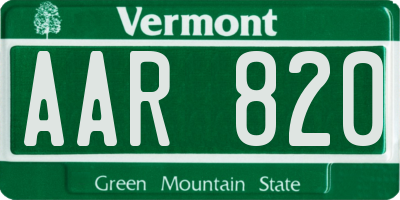 VT license plate AAR820