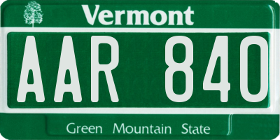 VT license plate AAR840