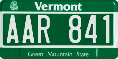 VT license plate AAR841