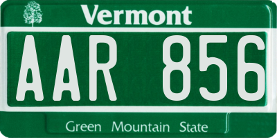 VT license plate AAR856