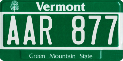 VT license plate AAR877