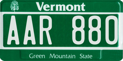 VT license plate AAR880