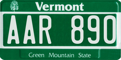 VT license plate AAR890