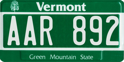 VT license plate AAR892