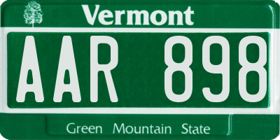 VT license plate AAR898