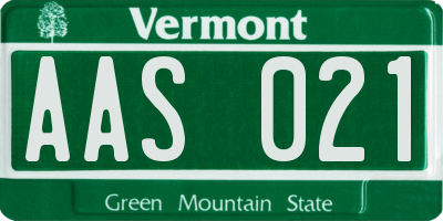 VT license plate AAS021