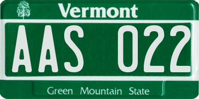 VT license plate AAS022