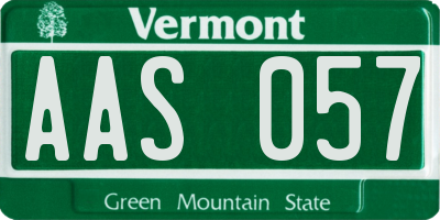 VT license plate AAS057