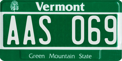 VT license plate AAS069