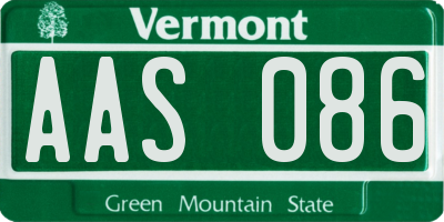VT license plate AAS086