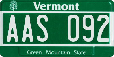 VT license plate AAS092
