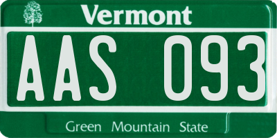 VT license plate AAS093
