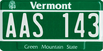 VT license plate AAS143