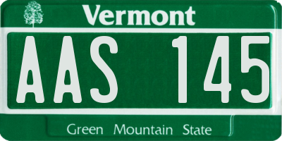 VT license plate AAS145