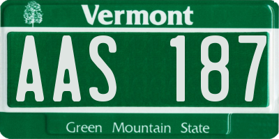 VT license plate AAS187