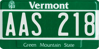 VT license plate AAS218
