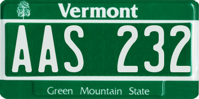 VT license plate AAS232