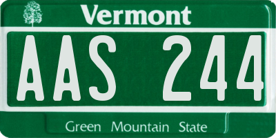 VT license plate AAS244