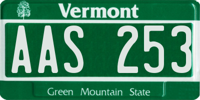 VT license plate AAS253