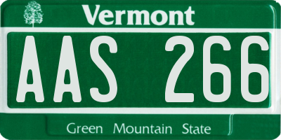 VT license plate AAS266