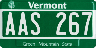 VT license plate AAS267