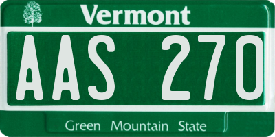 VT license plate AAS270