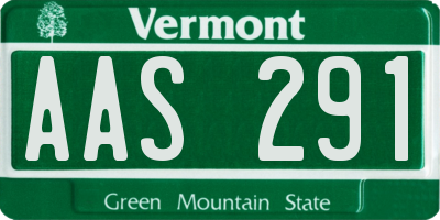 VT license plate AAS291