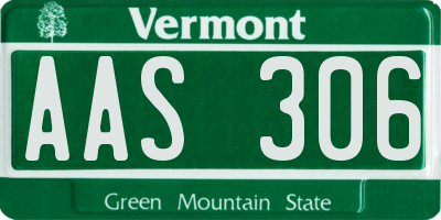 VT license plate AAS306