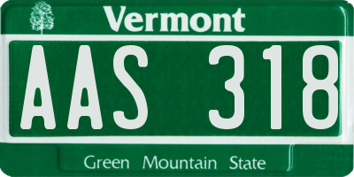 VT license plate AAS318