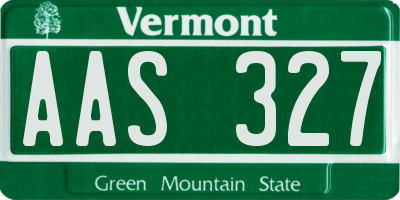 VT license plate AAS327