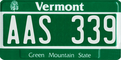 VT license plate AAS339