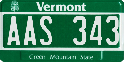 VT license plate AAS343