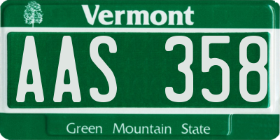 VT license plate AAS358