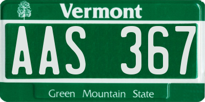 VT license plate AAS367