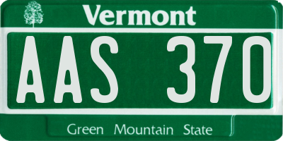 VT license plate AAS370