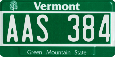 VT license plate AAS384