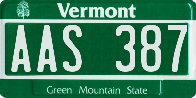 VT license plate AAS387