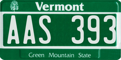 VT license plate AAS393