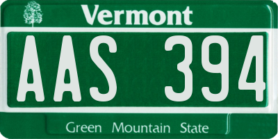 VT license plate AAS394