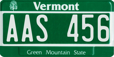 VT license plate AAS456