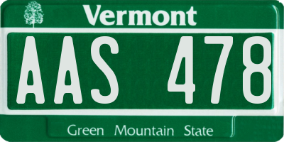 VT license plate AAS478