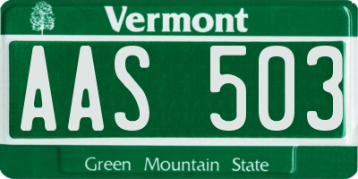 VT license plate AAS503