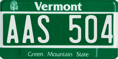 VT license plate AAS504