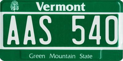 VT license plate AAS540