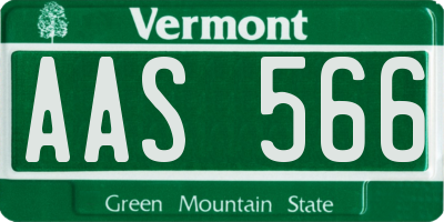 VT license plate AAS566