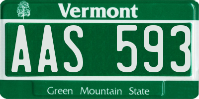 VT license plate AAS593