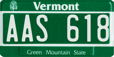 VT license plate AAS618