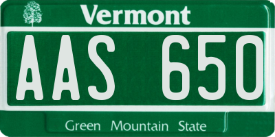 VT license plate AAS650
