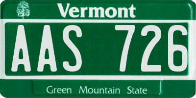 VT license plate AAS726